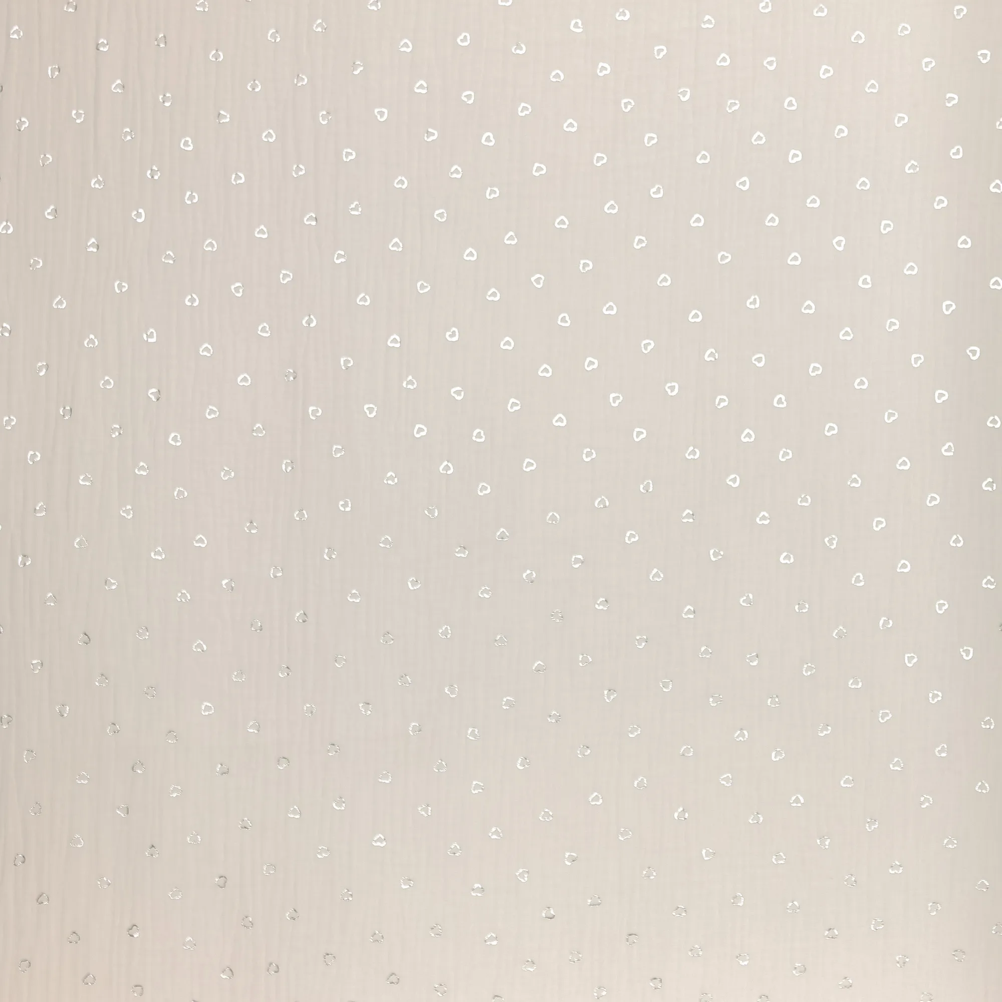 Witte double gauze met zilveren hartjes